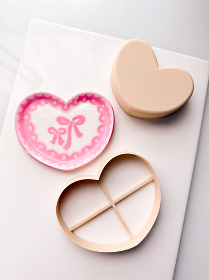 Heart Trinket Dish Clay Cutter + Press Polymer Clay Air Dry Clay Ceramic Pottery Cold Porcelain