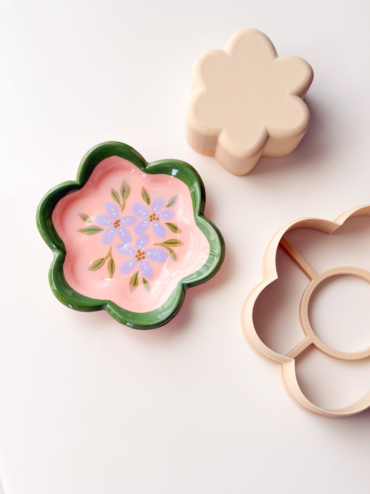 Flower Trinket Dish Clay Cutter + Press Polymer Clay Air Dry Clay Ceramic Pottery Cold Porcelain