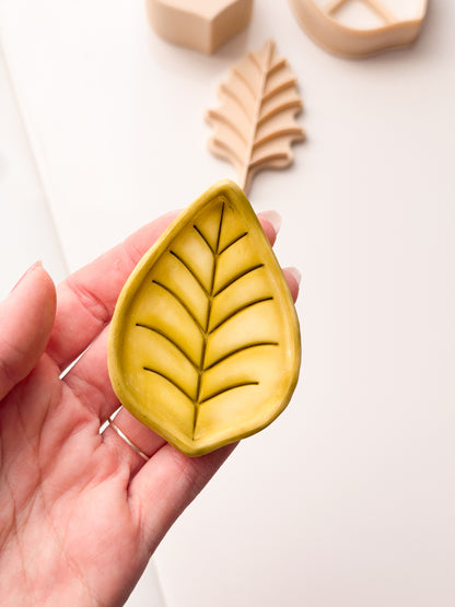 Leaf Trinket Dish Clay Cutter + Press + Stamp Polymer Clay Air Dry Clay Ceramic Pottery Cold Porcelain