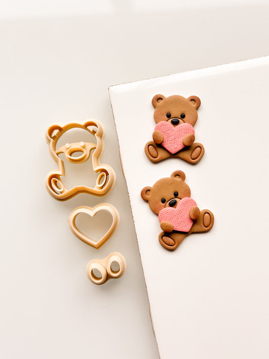 Heart Teddy Bear Clay Cutter Set