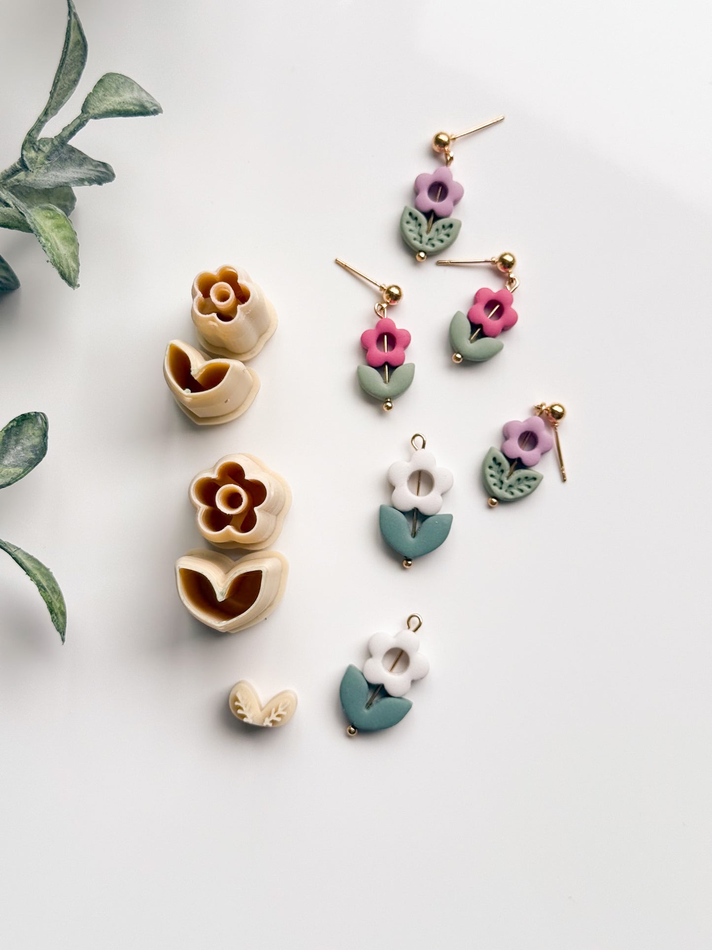 Little Flower + Leaf Bead With Guides Clay Cutter Set Extra Tall
