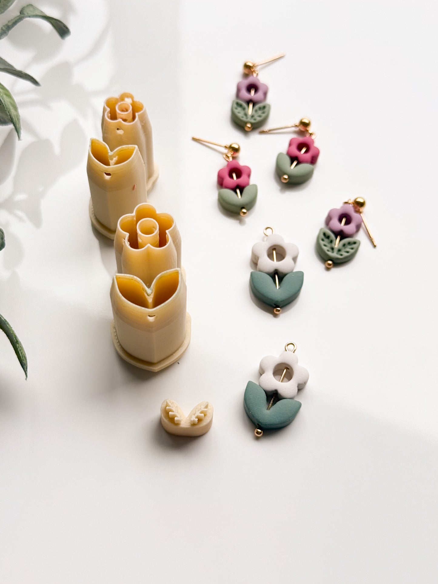 Little Flower + Leaf Bead With Guides Clay Cutter Set Extra Tall