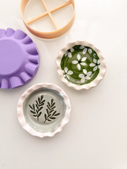 Textured Trinket Dish Press + Clay Cutter Polymer Clay Air Dry Clay Ceramic Pottery