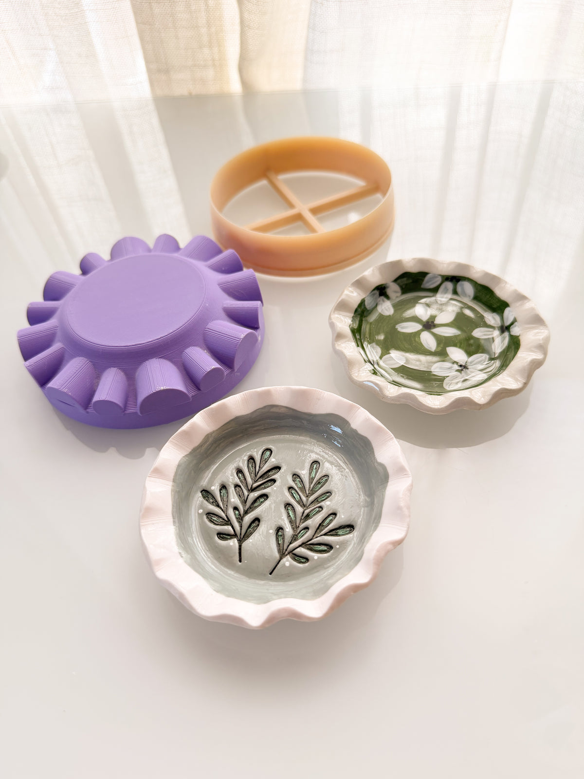 Textured Trinket Dish Press + Clay Cutter Polymer Clay Air Dry Clay Ceramic Pottery