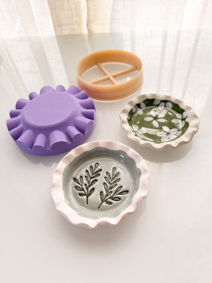 Textured Trinket Dish Press + Clay Cutter Polymer Clay Air Dry Clay Ceramic Pottery