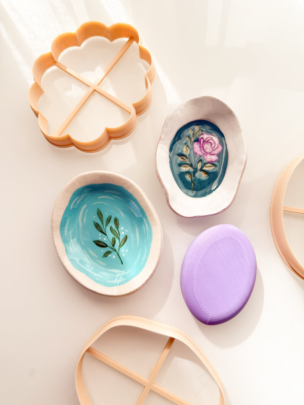 Oval Trinket Dish Clay Cutter + Press Polymer Clay Air Dry Clay Ceramic Pottery