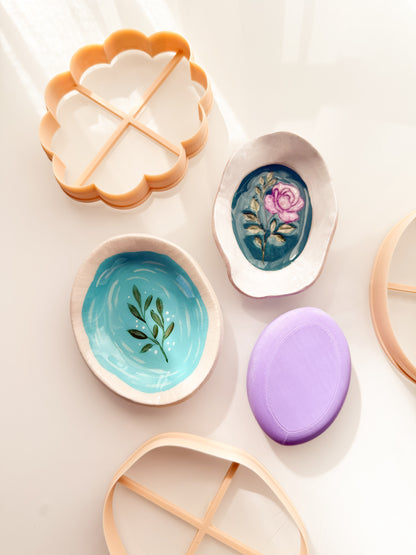 Oval Trinket Dish Clay Cutter + Press Polymer Clay Air Dry Clay Ceramic Pottery