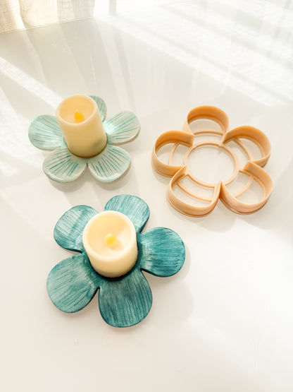 Flower Candle Holder Clay Cutter + Press Polymer Clay Air Dry Clay Ceramic Pottery