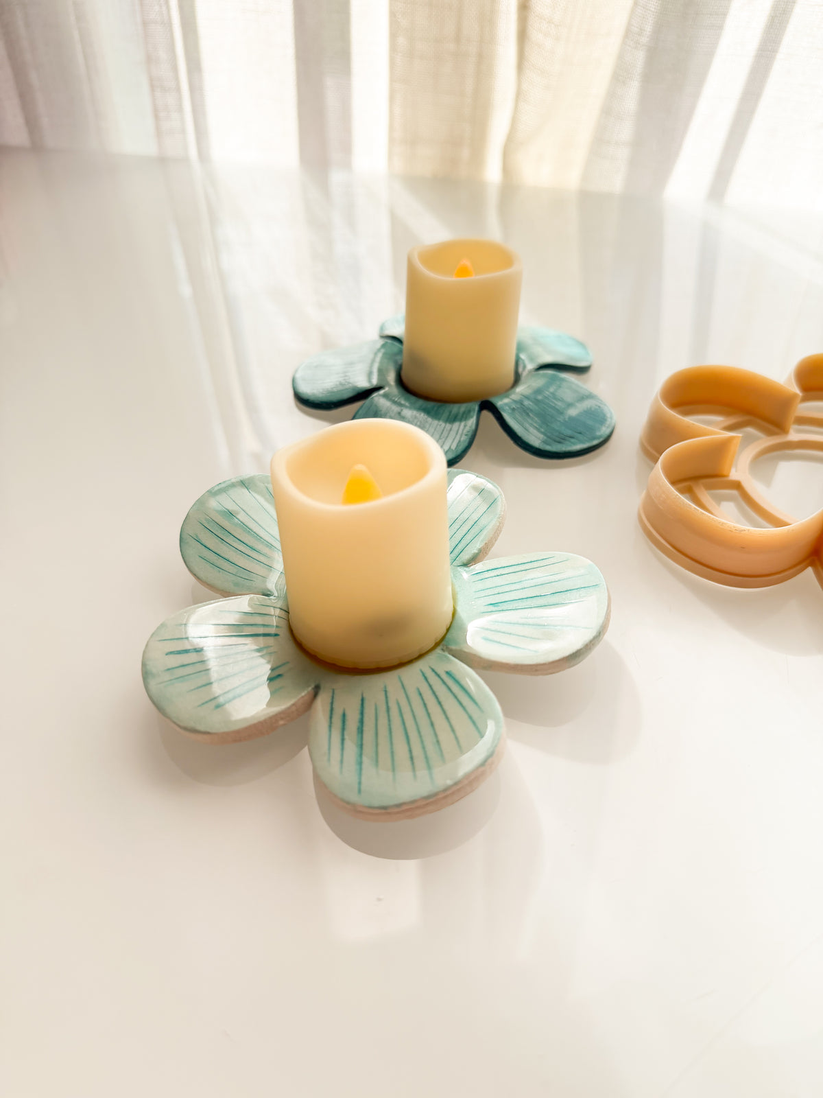 Flower Candle Holder Clay Cutter + Press Polymer Clay Air Dry Clay Ceramic Pottery