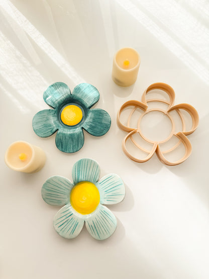 Flower Candle Holder Clay Cutter + Press Polymer Clay Air Dry Clay Ceramic Pottery