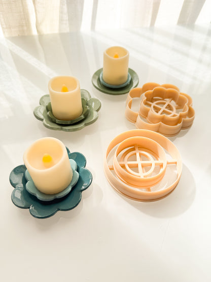 Double Trinket Dish Candle Holder Clay Cutter + Press Polymer Clay Air Dry Clay Ceramic Pottery