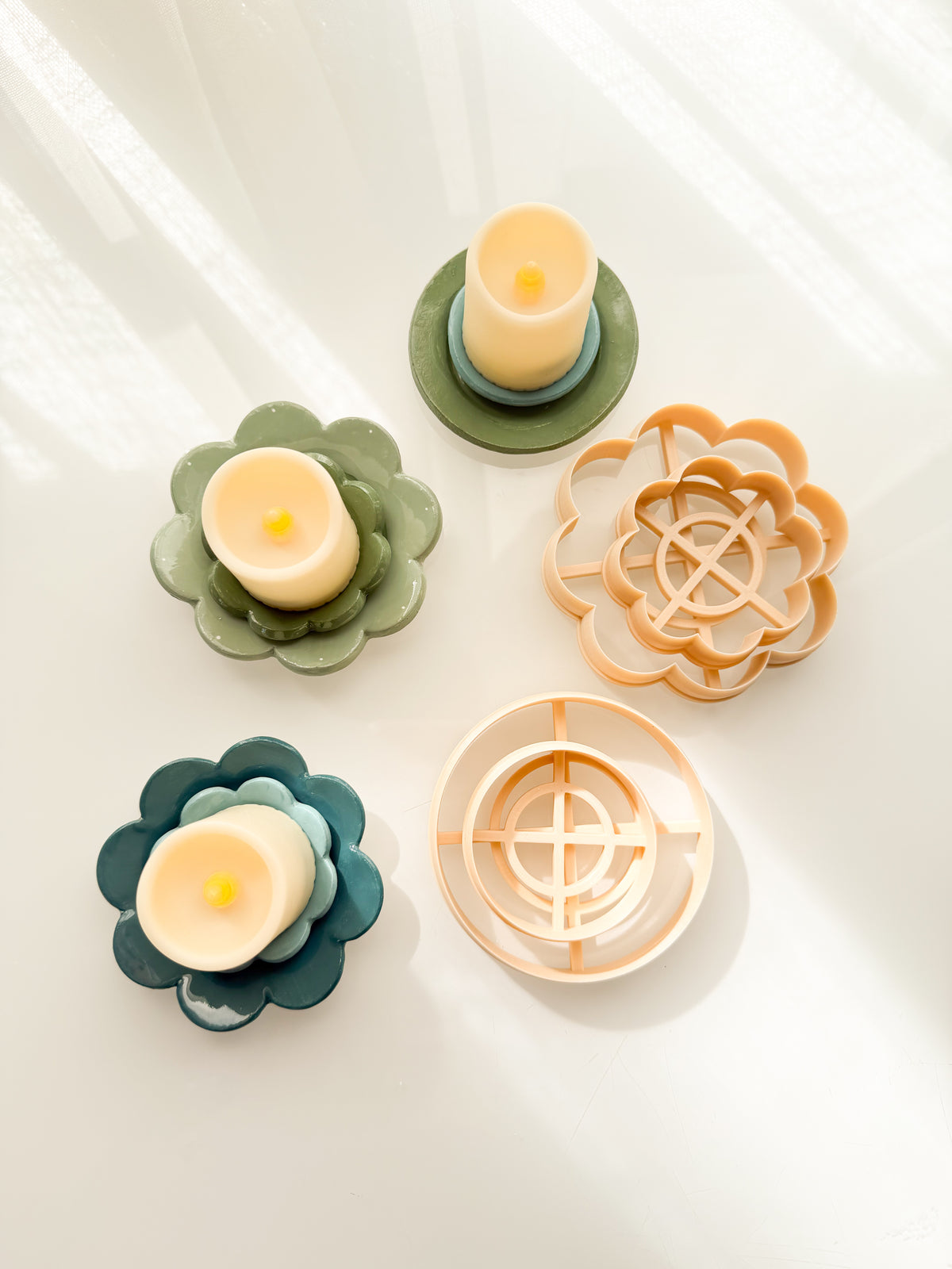 Double Trinket Dish Candle Holder Clay Cutter + Press Polymer Clay Air Dry Clay Ceramic Pottery