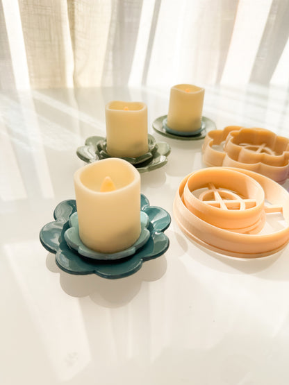 Double Trinket Dish Candle Holder Clay Cutter + Press Polymer Clay Air Dry Clay Ceramic Pottery