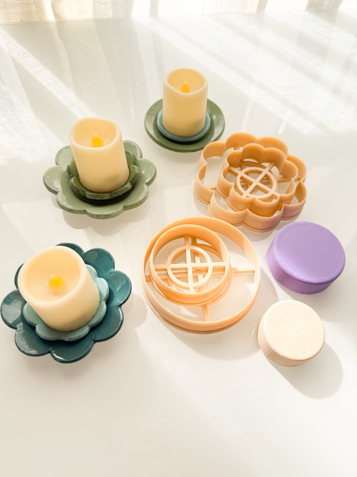 Double Trinket Dish Candle Holder Clay Cutter + Press Polymer Clay Air Dry Clay Ceramic Pottery