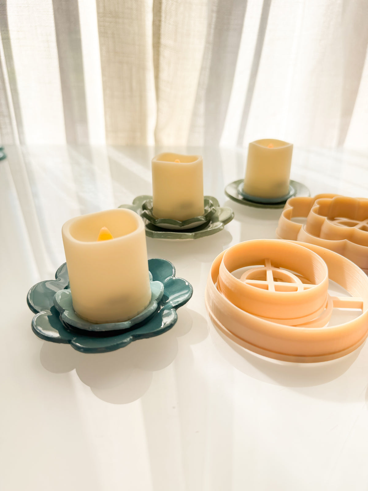 Double Trinket Dish Candle Holder Clay Cutter + Press Polymer Clay Air Dry Clay Ceramic Pottery