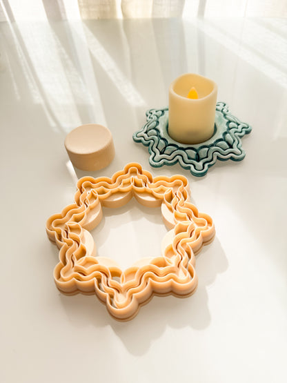 Mandala Candle Holder Clay Cutter + Press Polymer Clay Air Dry Clay Ceramic Pottery