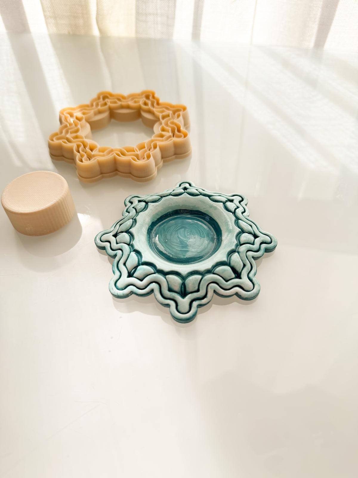 Mandala Candle Holder Clay Cutter + Press Polymer Clay Air Dry Clay Ceramic Pottery