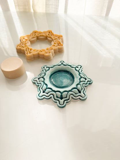 Mandala Candle Holder Clay Cutter + Press Polymer Clay Air Dry Clay Ceramic Pottery