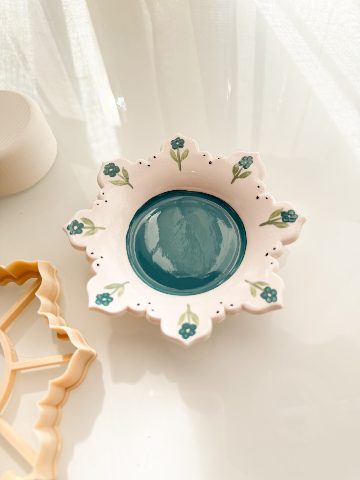 Elegant Trinket Dish + Press Polymer Clay Air Dry Clay Ceramic Pottery