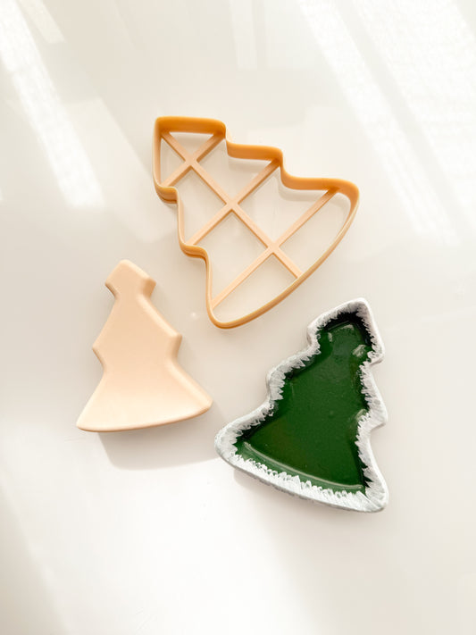 Tree Trinket Dish Clay Cutter + Press Polymer Clay Air Dry Clay Ceramic Pottery Cold Porcelain