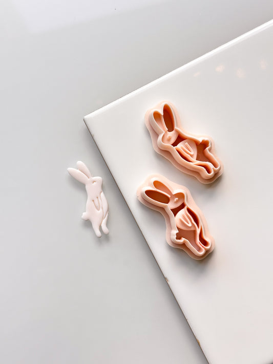Standing Rabbits Mirrored Clay Cutter Set