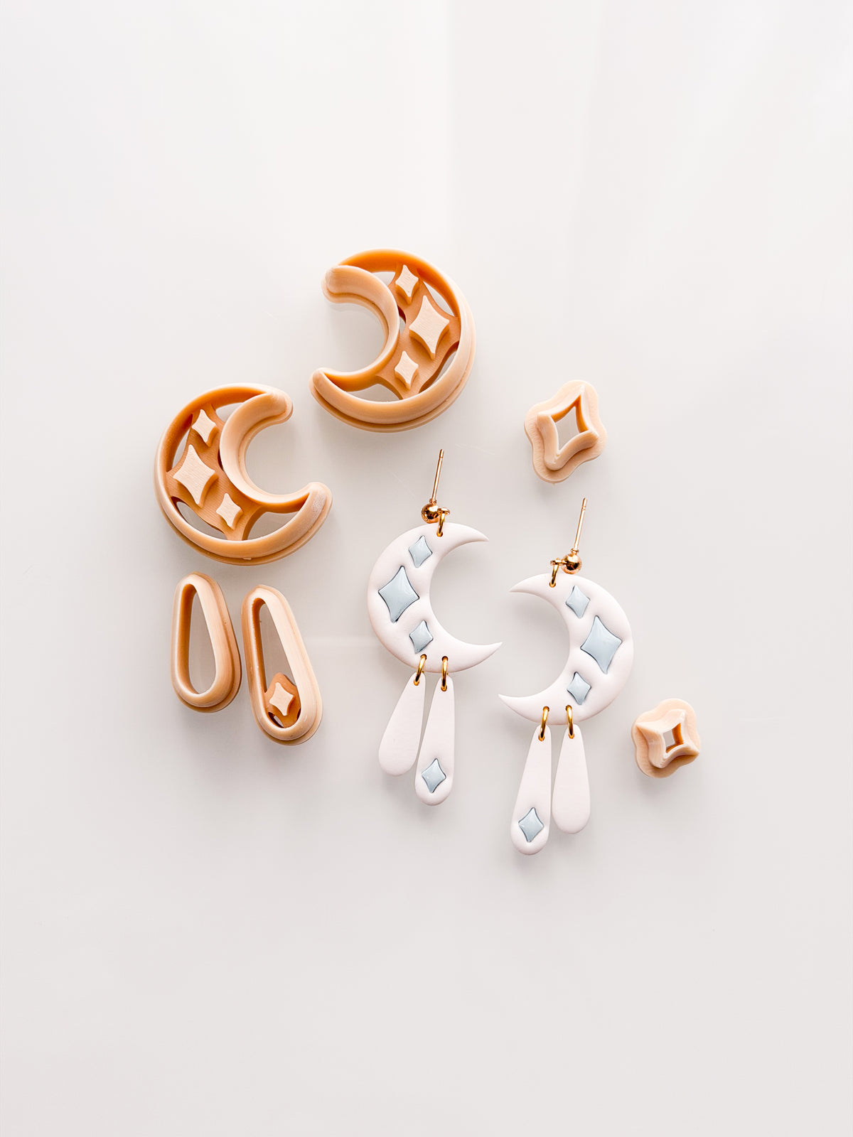 Twinkle Star Bezel Moon Dangle Clay Cutter Set Polymer