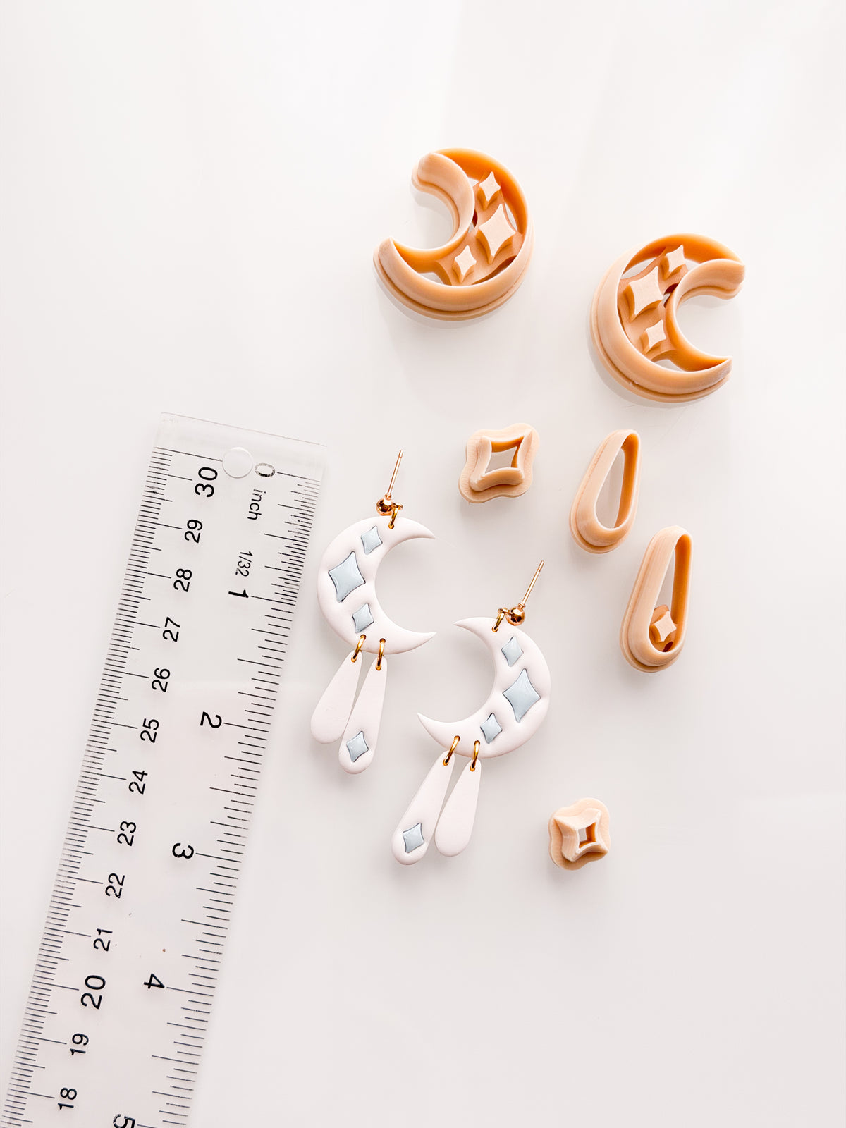 Twinkle Star Bezel Moon Dangle Clay Cutter Set Polymer