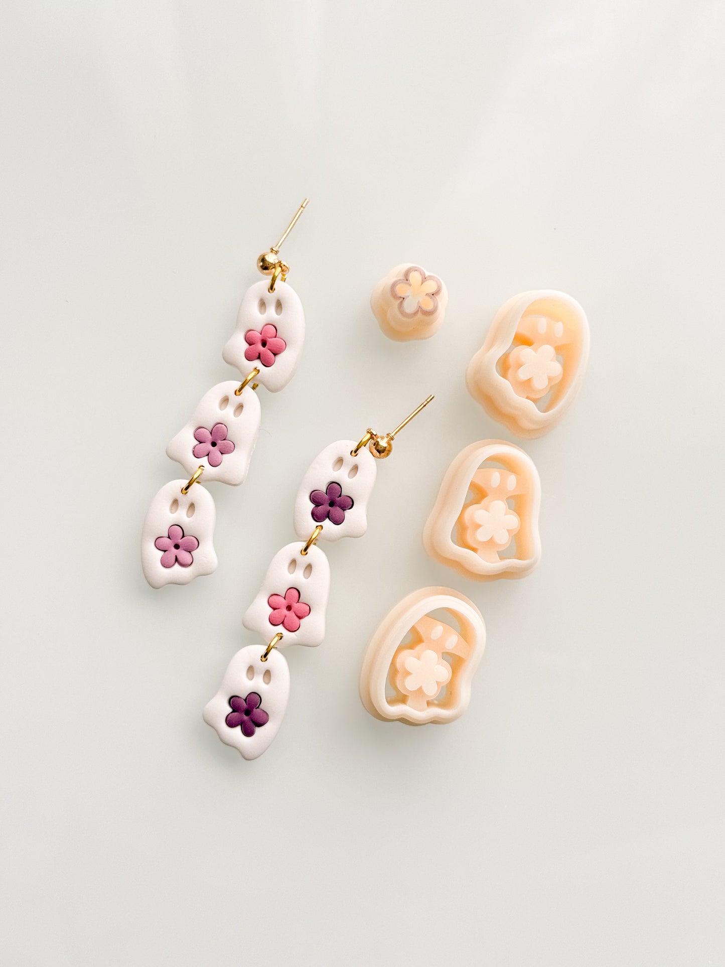 Triple Ghost Flowers Resin Printed Clay Cutter