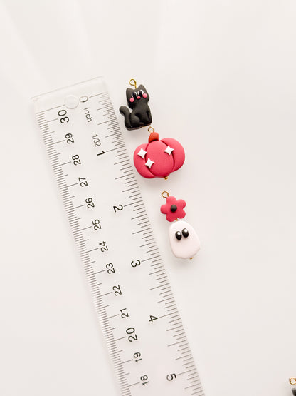 Fall/Halloween Beads Pumpkin Cats Ghost Flowers Clay Cutter