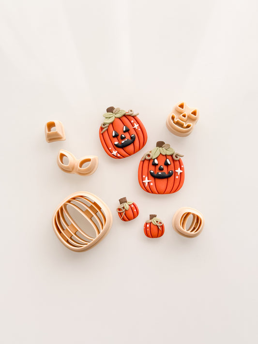 Pumpkin + Jack O'Lantern Face Clay Cutter