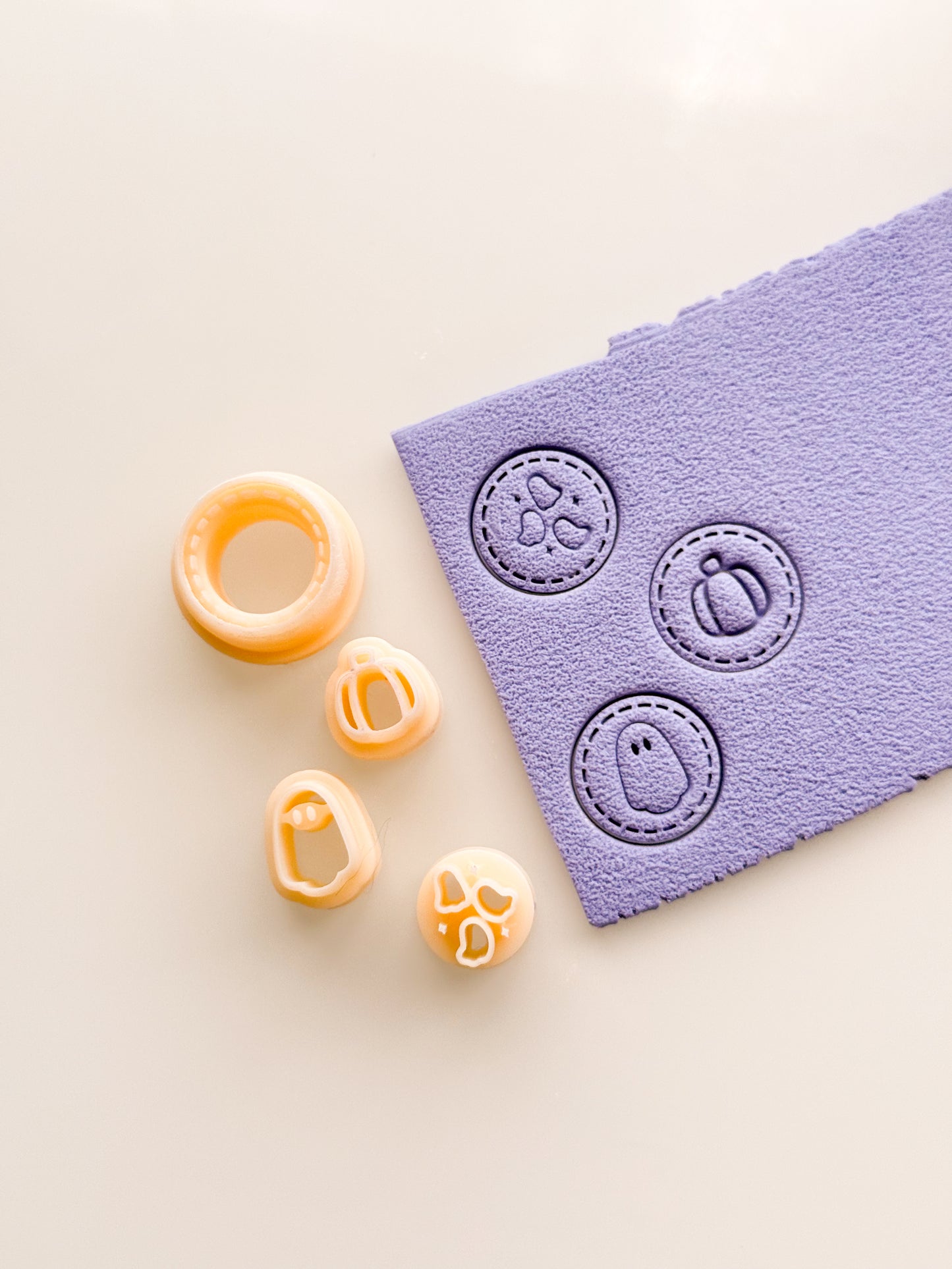 Stitched Circle + Halloween Stamps Clay Cutter