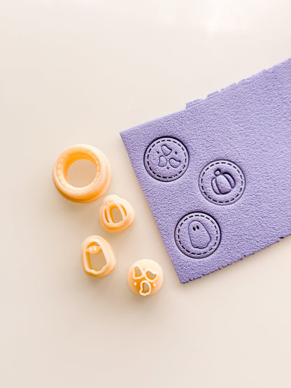 Stitched Circle + Halloween Stamps Clay Cutter