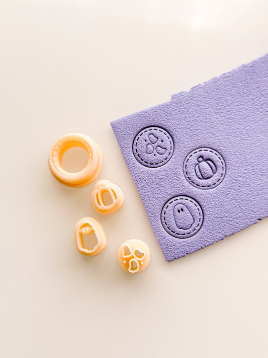 Stitched Circle + Halloween Stamps Clay Cutter