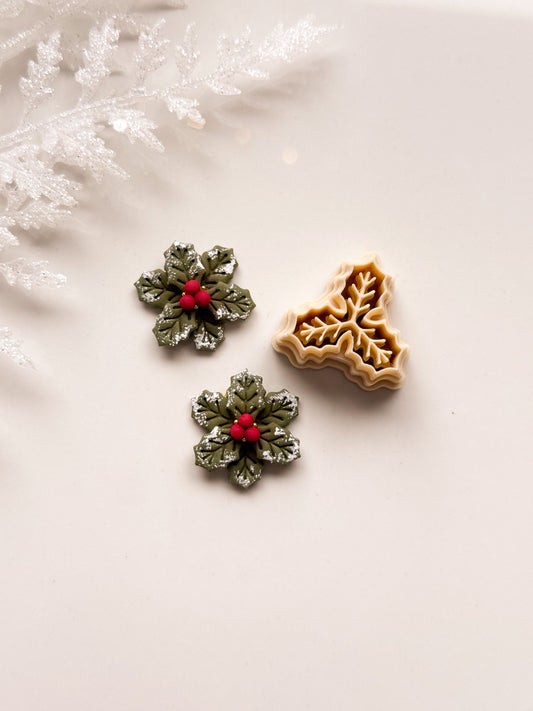 Holly Leaf Embossed Clay Cutter