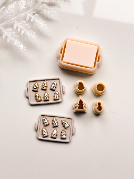 Baking Pan And Cookies Clay Cutter Set