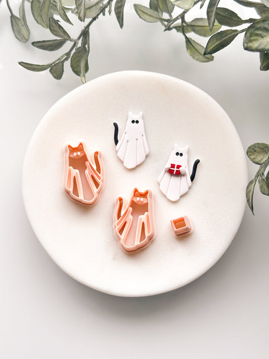 Festive Ghost Cat Clay Cutter Set