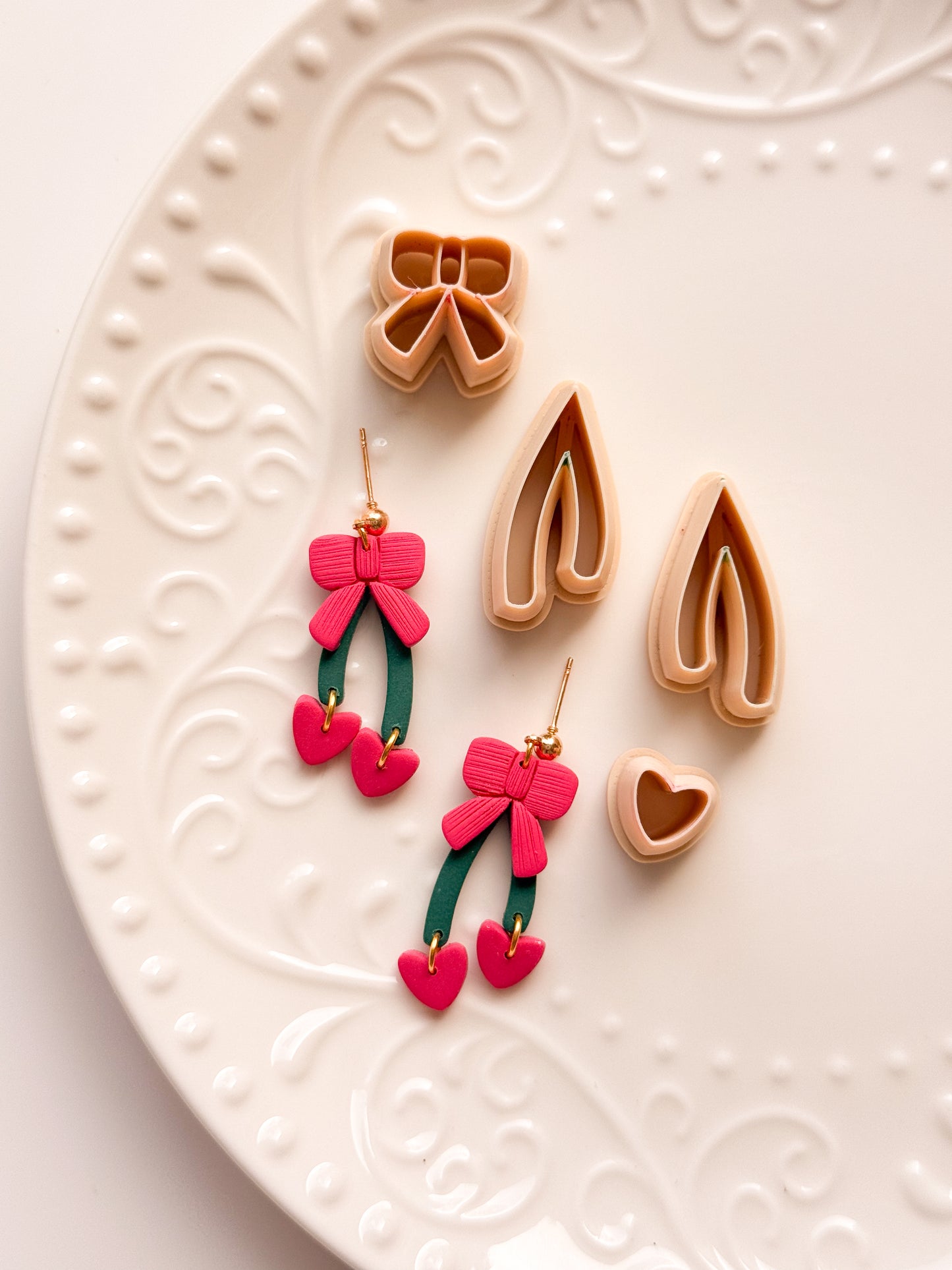 Heart Cherries + Bow Clay Cutter Set
