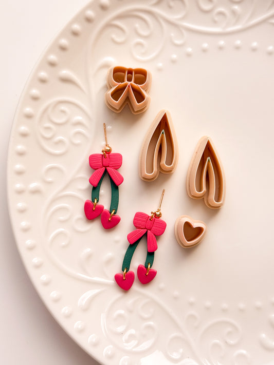 Heart Cherries + Bow Clay Cutter Set