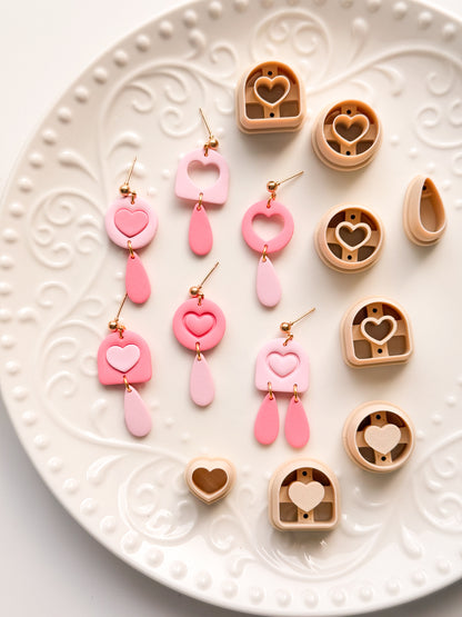 Dainty Heart Dangles Clay Cutter Set - Drill Guides