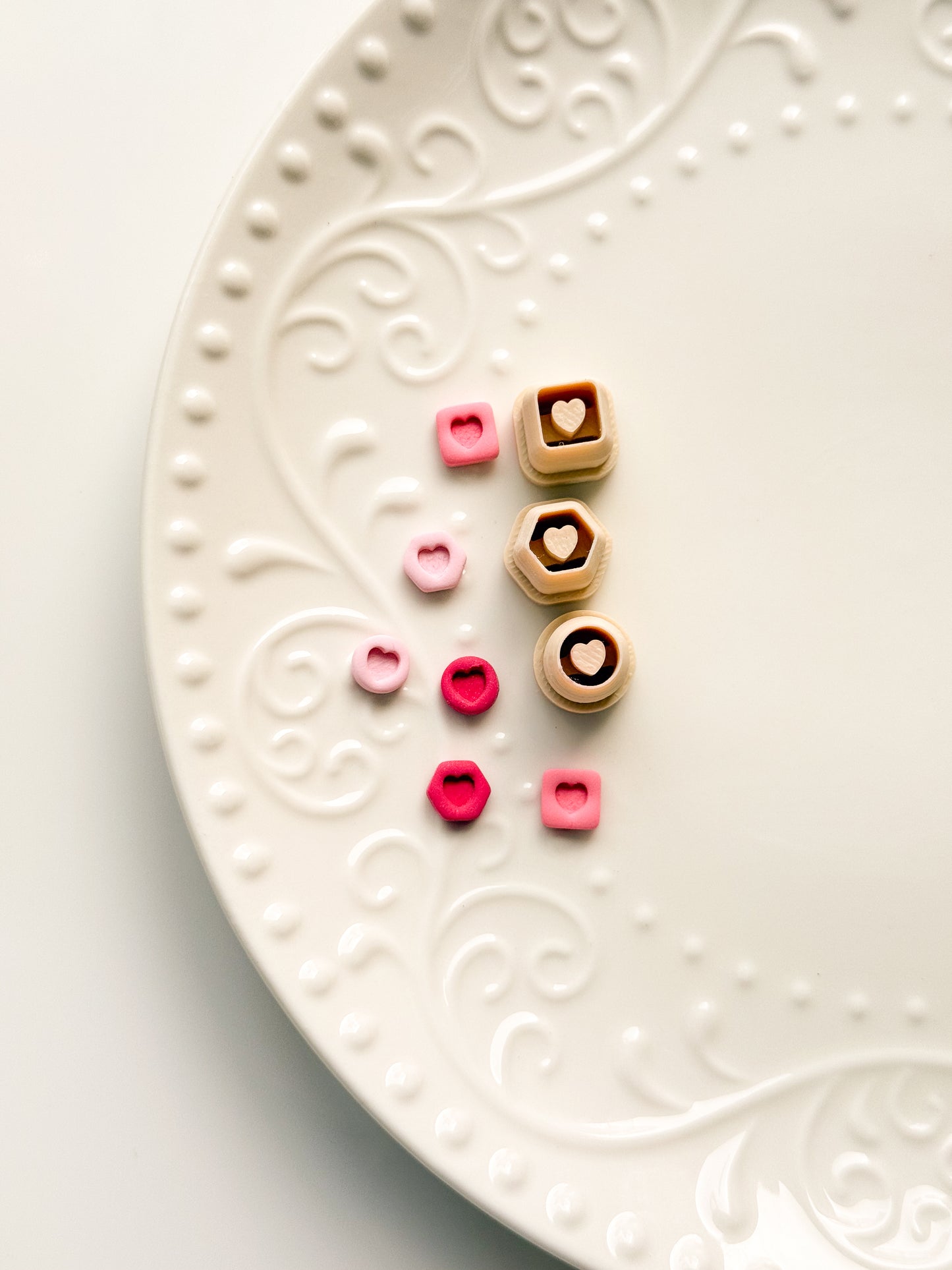 Tiny Heart Embossed Shapes Clay Cutter Set