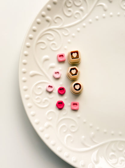 Tiny Heart Embossed Shapes Clay Cutter Set
