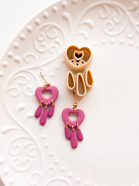 Sweet Heart Dangle Clay Cutter Set - Drill Guides