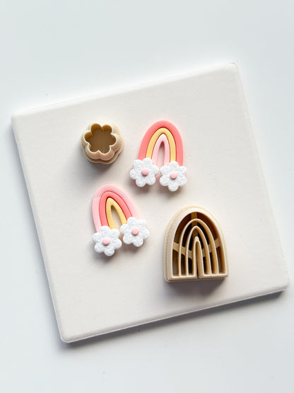 Rainbow Strips Cut Out + Flower Clay Cutter Set