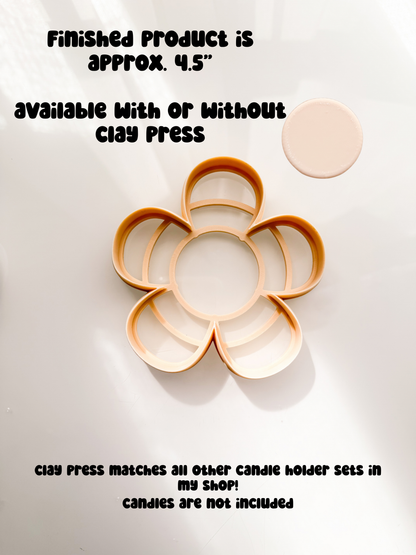Flower Candle Holder Clay Cutter + Press Polymer Clay Air Dry Clay Ceramic Pottery