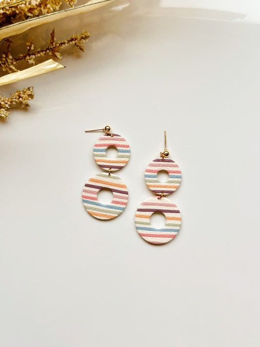 Striped Double Donut Dangle Earrings