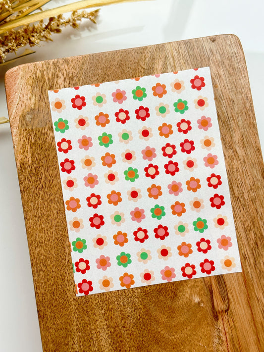 Bright Patterned Flowers Transfer Sheet