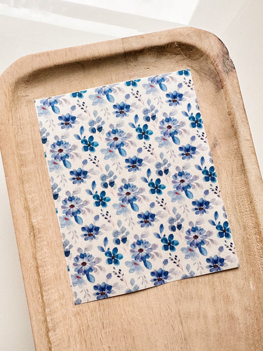 Blue Watercolor Florals Transfer Sheet